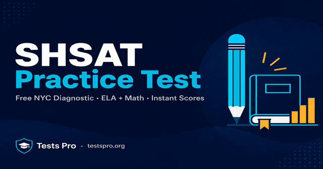 SHSAT practice test illustration — free NYC specialized high schools diagnostic on Tests Pro